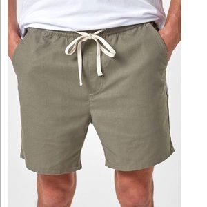 Charlie Holiday Linen Blend Shorts in Olive Green